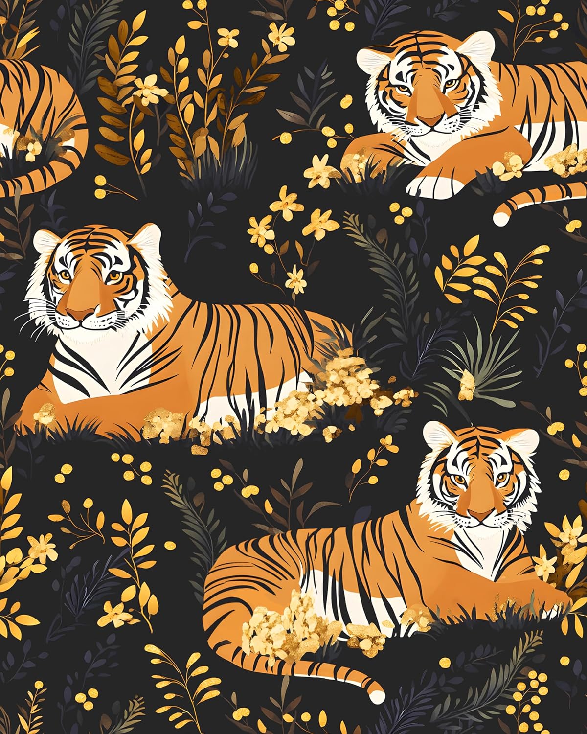 HENNOR - Tiger Peel and Stick Wallpaper Jungle Animals Wallpaper